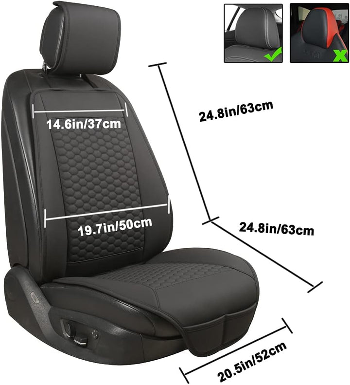 Black Panther Sitzauflage Auto, PU-Leder Autositzbezüge Vordersitze, mit Kopfstützenabdeckung, Fit 9