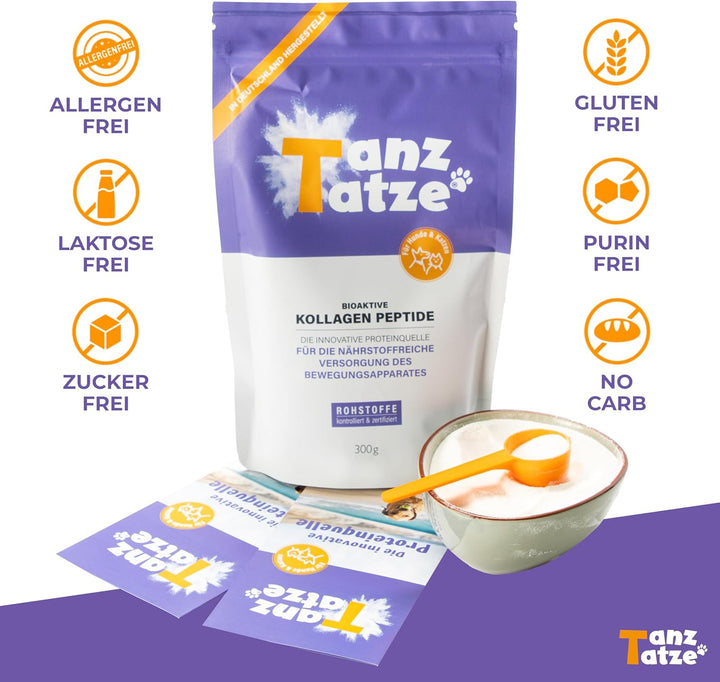 TanzTatze® bioaktive Kollagenpeptide für Hund und Katze – Gelenkpulver auch als Vorsorge – gut vertr