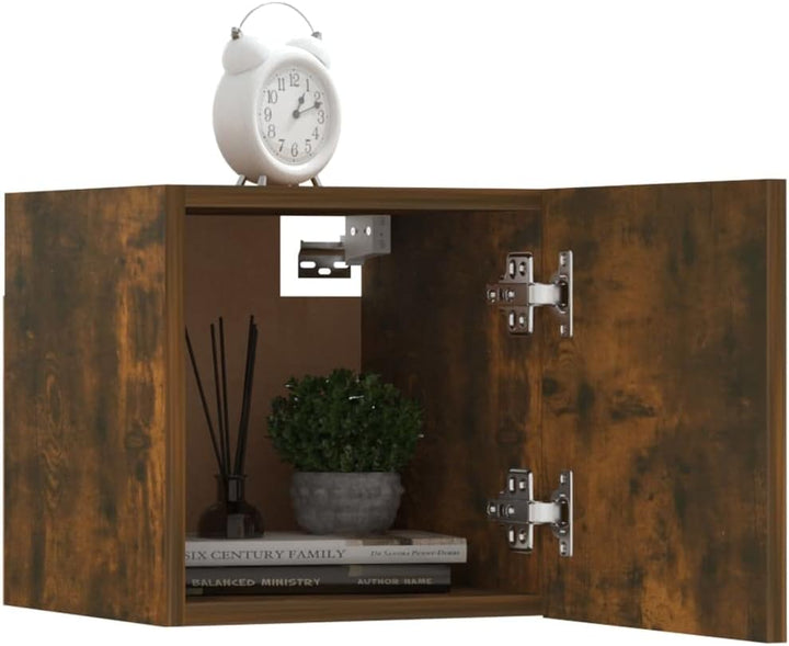 TV-Wandschrank Räuchereiche 30,5x30x30 cm Wand Befestigte Tv-Schrank Tv Schrank HäNgeschrank Wohnzim