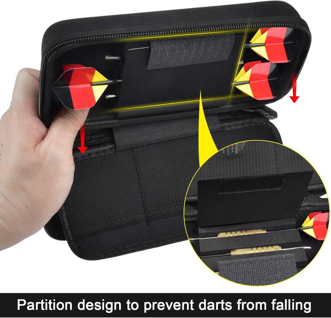 GWCASE 6 Dart Tasche Tragetasche, Schützender Dartcase für Stahl/Soft Tip Darts, Flüge, Wellen, trag
