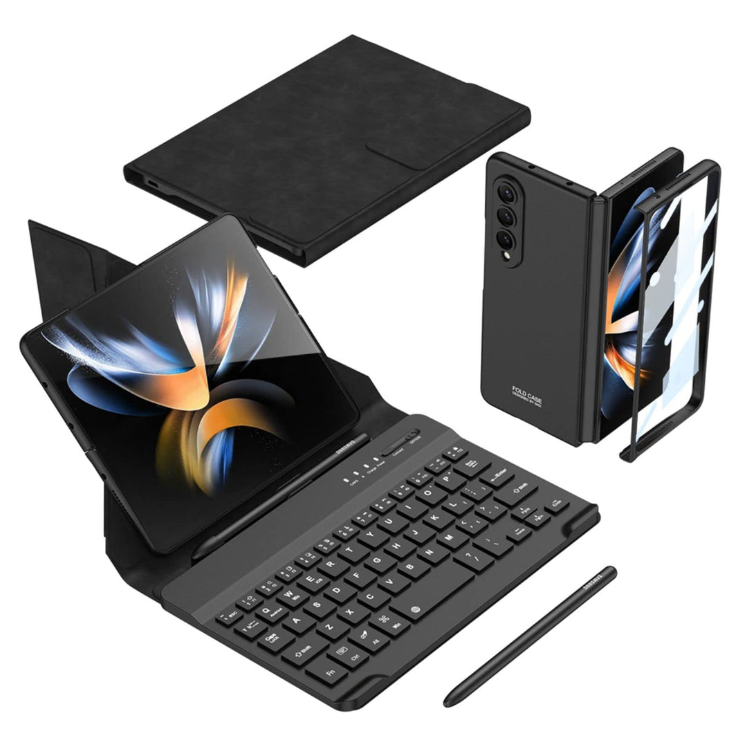 COQUE Samsung Galaxy Z Fold 4 Handyhülle,Handy Büro Tastatur+Touch Stift,Schutzfolie integrierte Han