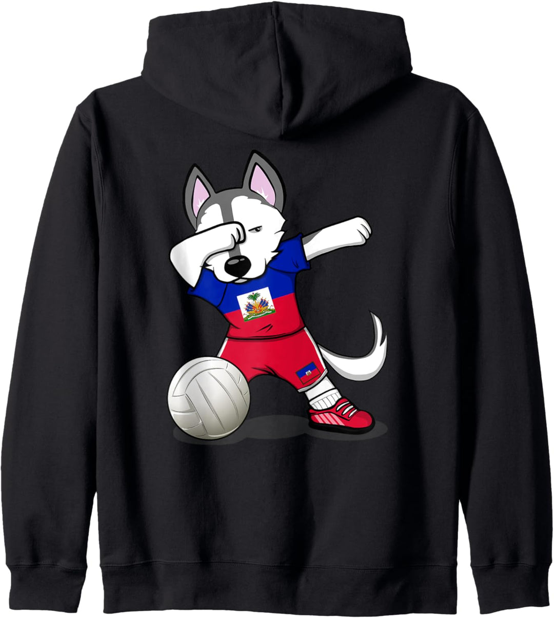 Dabbing Husky Hund Haiti Volleyball Mannschaft Flagge Sport Kapuzenjacke