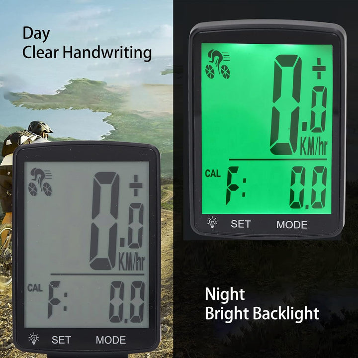 Fahrradcomputer, 2,8-Zoll-LCD-Display mit Hintergrundbeleuchtung, Kabelloser Fahrrad-Tachometer, Kil