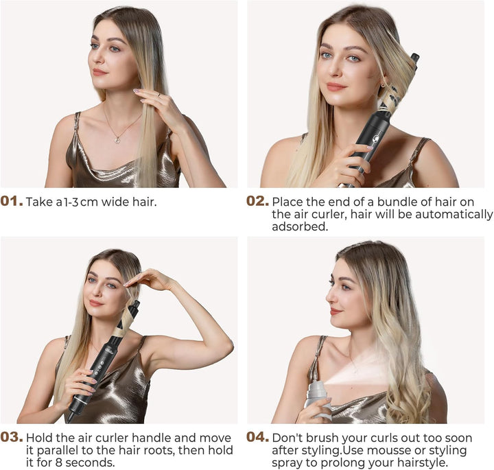 UKLISS 7 in 1 Pro-Hairstyler, Haarstyler & Föhn Set mit 1400 Watt Hair Dryer, Lockenstab Automatisch