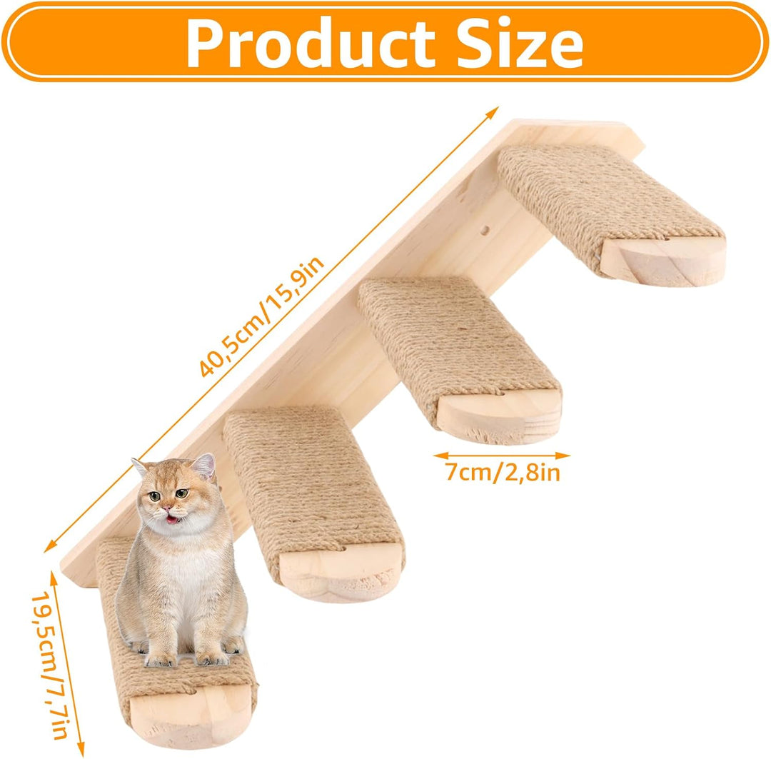 DAJAVE 2 Stück Kletterwand Katzen Katzentreppe Wand 8 Stufen,Katzenleiter mit Juteseil,Katzenbretter