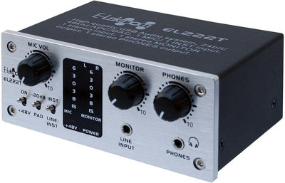 E-Lektron EL222T 2-Kanal USB Audio-Interface | 24Bit/96kHz | Class-A Pre-Amp | Phantom | 20dB zusätz