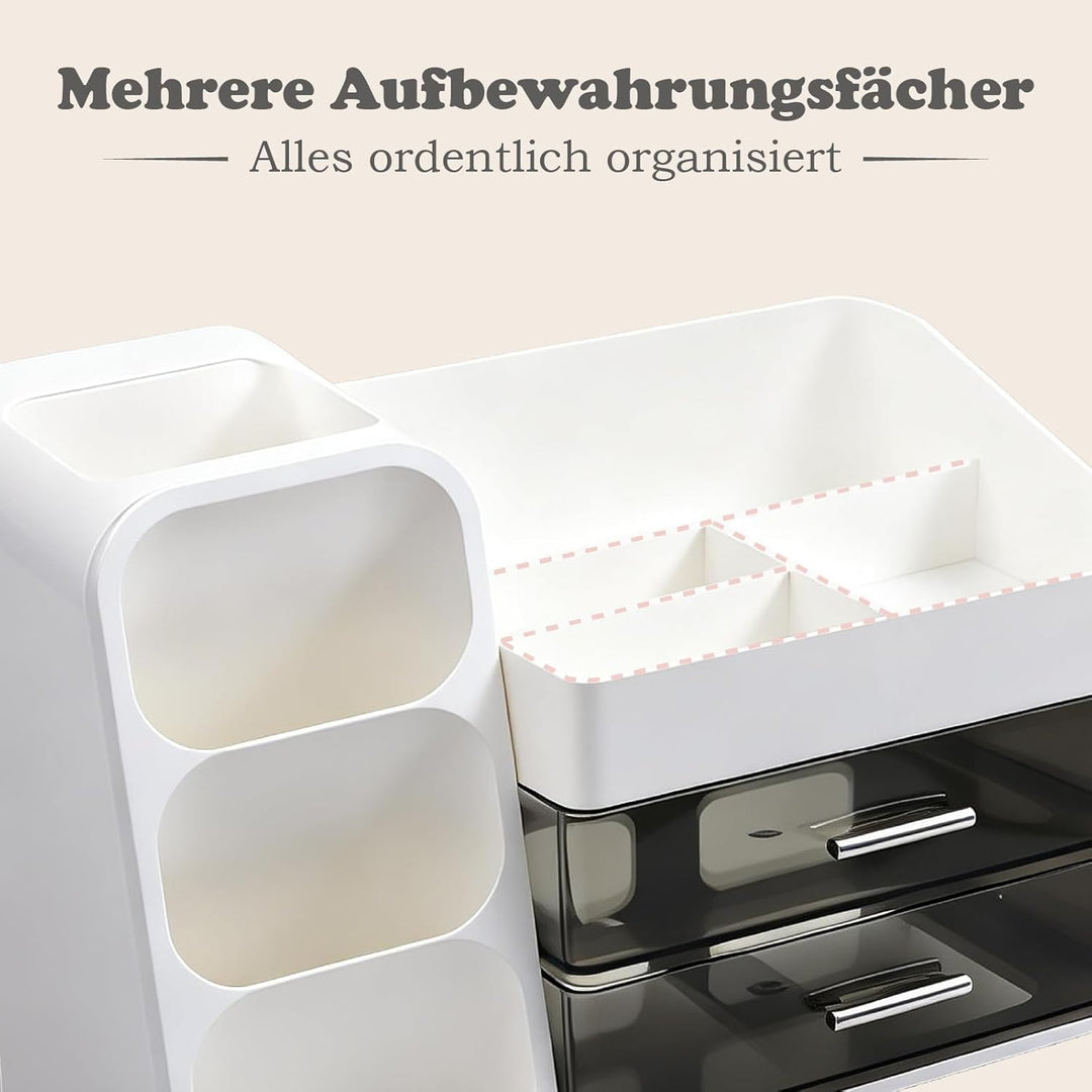 Make-Up Organizer für Kosmetik und Schminktisch Organizer, grosse Kapazität mit 3 Schubladen, robust