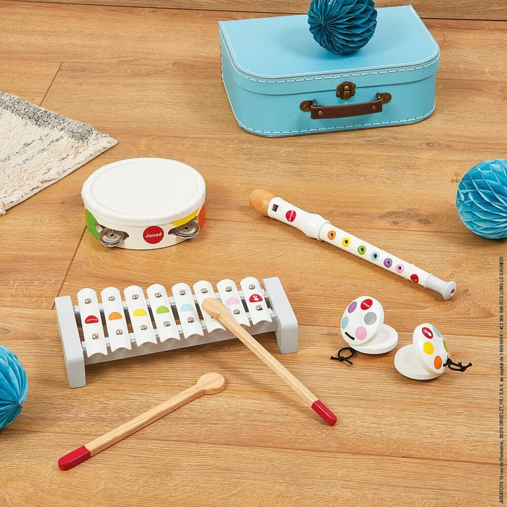 Janod - Confetti Holz-Musikset mit 4 Instrumenten, Musikinstrument für Kinder, Spielzeugnachbildung