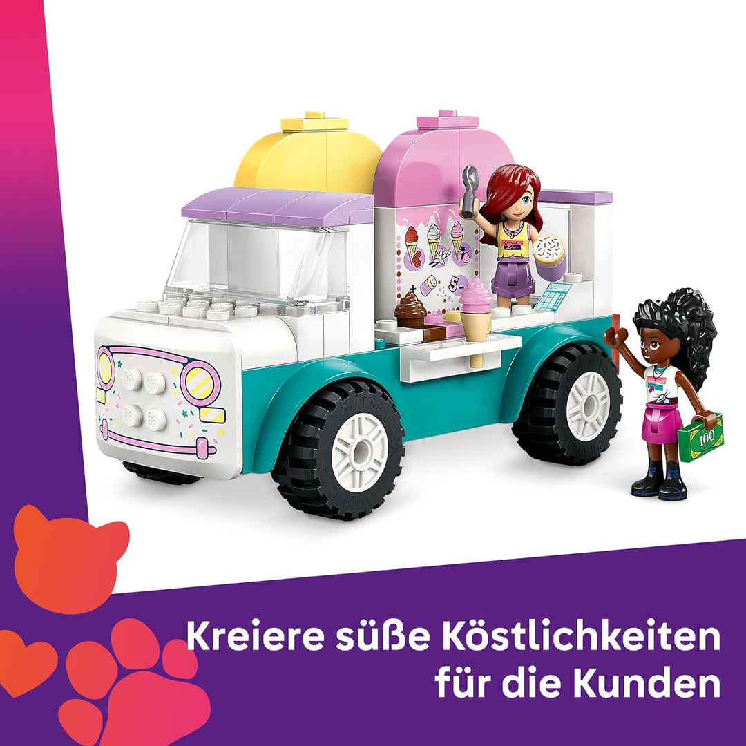 LEGO Friends Heartlake City Eiswagen, Spielset für Rollenspiele, Bauset mit 2 Spielzeugfiguren und e