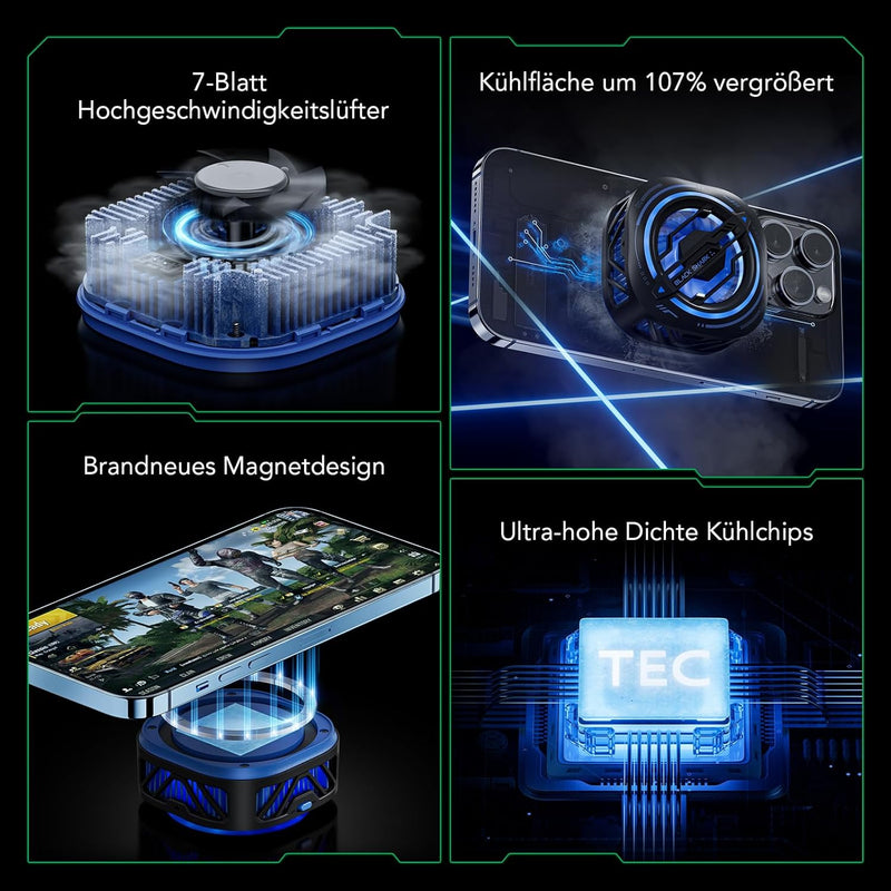 Black Shark Magnetischer Handy-Kühler, RGB-Ventilator, tragbarer leichter Handy-Kühlventilator, Tele