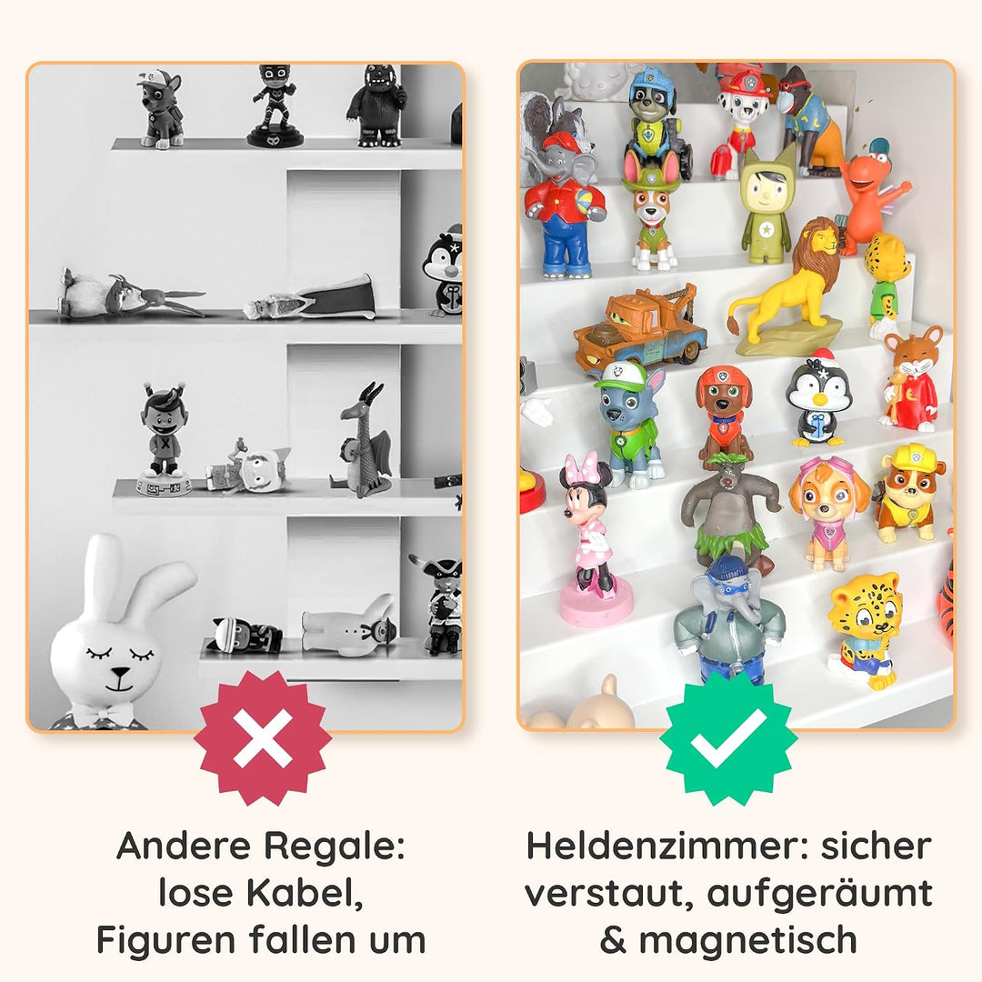 Heldenzimmer Toniebox Regal Magnetisch - Einsatz für IKEA Kallax &amp; 50+ Figuren I Für Toni Box 1 &amp; 2