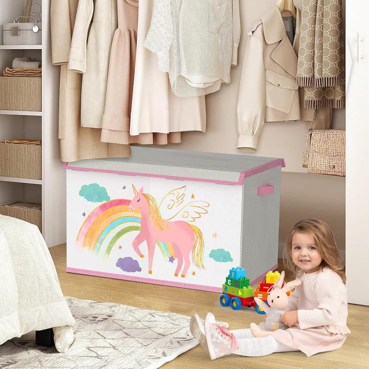 Spielzeugkiste Aufbewahrungsbox mit Deckel Kinderzimmer- 83L Faltbar Gross Spielzeug Aufbewahrung Ki