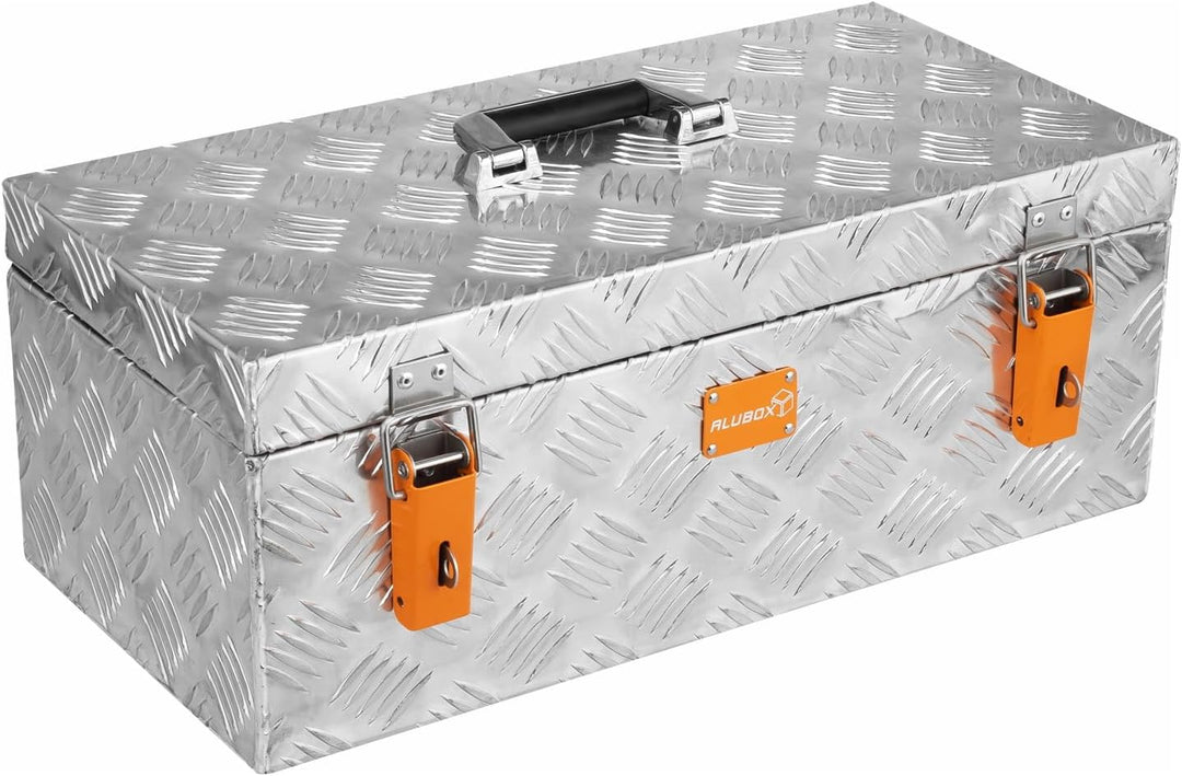 Aluminium Riffelblech Werkzeugbox 1,5mm Stärke - XXL Werkzeugtruhemit Einsatz - 59,5 x 29 x 23,5 cm