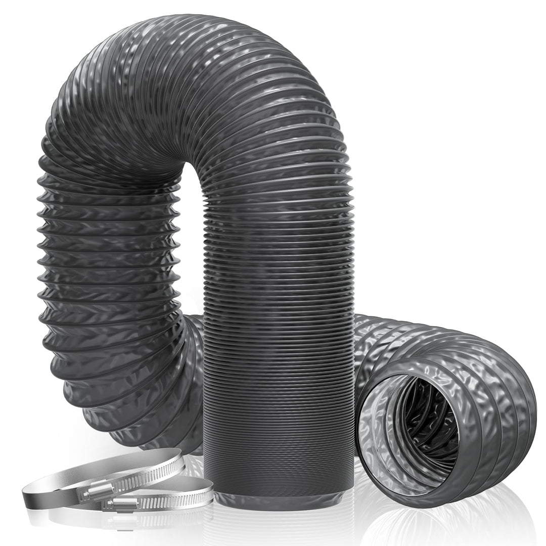 Hon&Guan ø100mm 5m langer Abluftschlauch, PVC Alurohr Flex-Schlauch Abluftrohr mit 2 Schlauchschelle