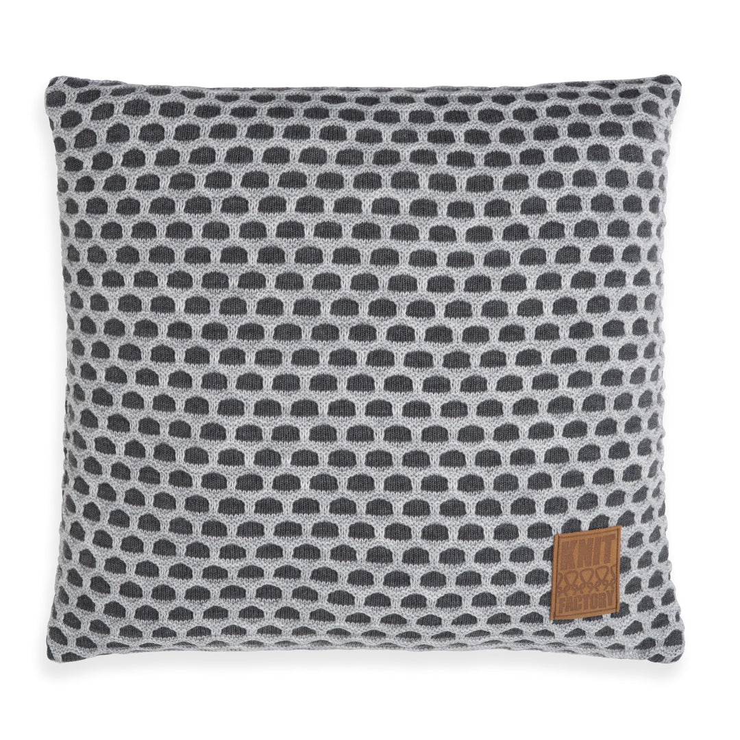 KNIT FACTORY - Mila Kissen - Anthrazit/Grau - 50x50 cm, Anthrazit/Grau