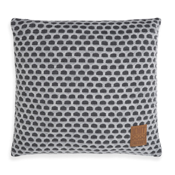 KNIT FACTORY - Mila Kissen - Anthrazit/Grau - 50x50 cm, Anthrazit/Grau