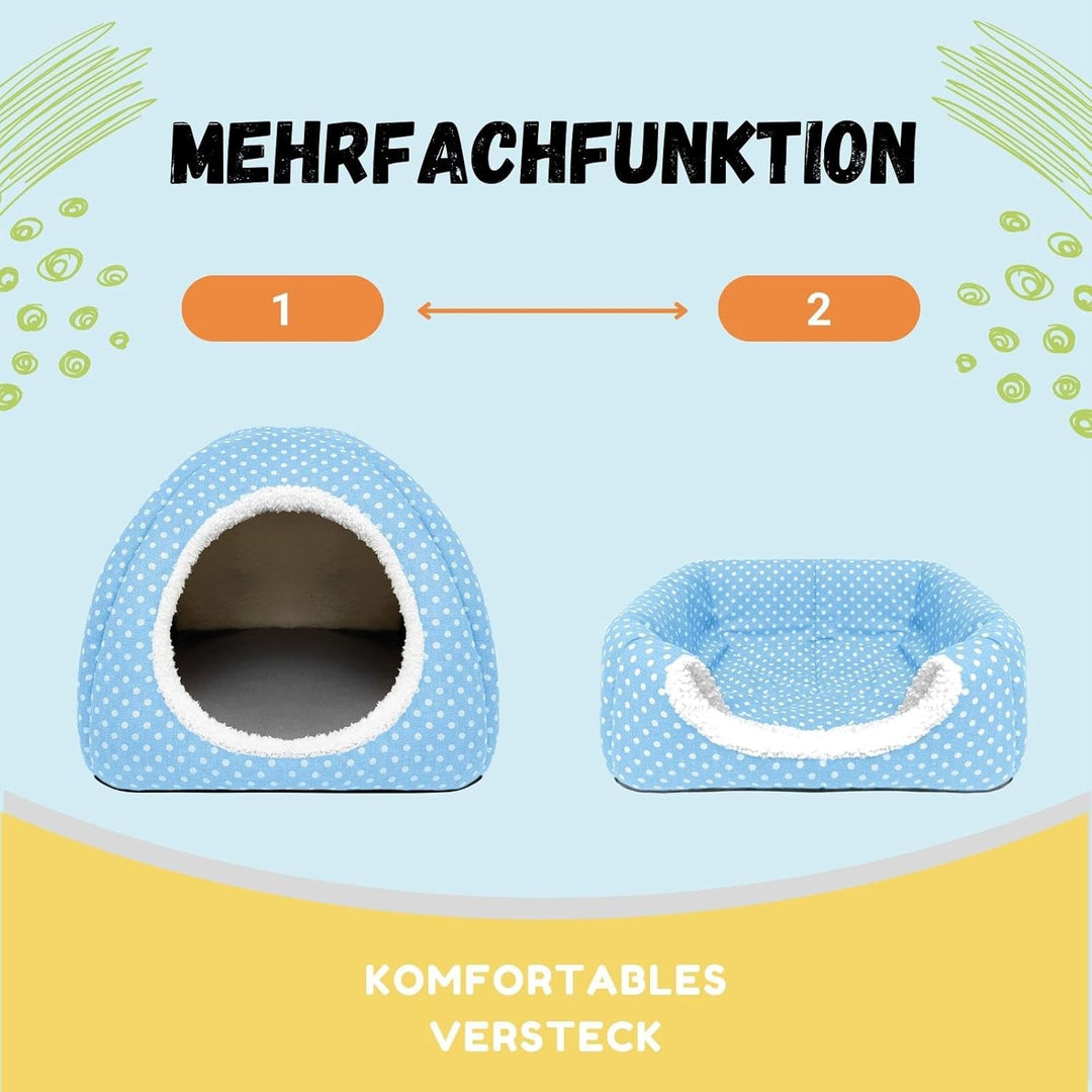 Dyrdekly Kaninchenhöhle Grosses Meerschweinchenbett Waschbares Haus und Versteck Fleece Versteckhütt