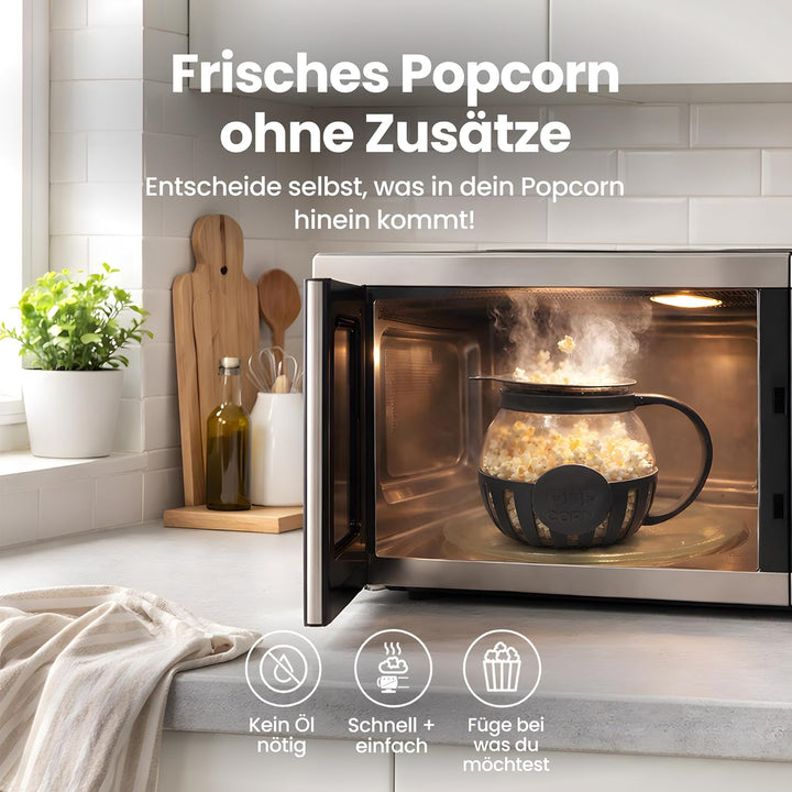 Netrox - Popcorn Maker für Mikrowelle – Glasbehälter, BPA-frei, spülmaschinengeeignet – Fettfreie Po