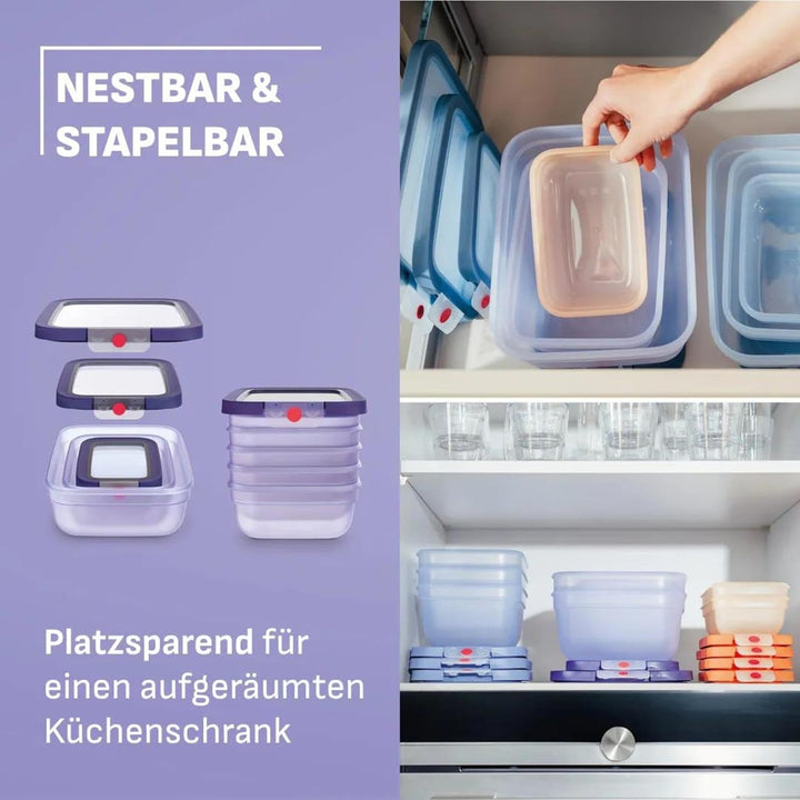 EMSA oneClick Frischhaltedosen, 0,75L, 1,5L, 3,0L, Lebensmittel 2 x länger frisch, 100% dicht, Made