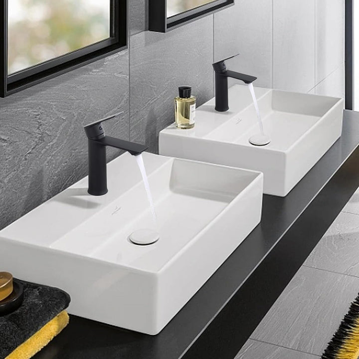 HOMELODY Wasserhahn Bad Schwarz Waschtischarmatur Mischbatterie Bad Armatur Badezimmer Waschbeckenar