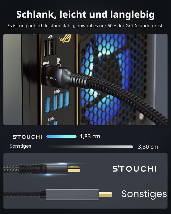 Stouchi 0,5m HDMI Kabel 8K Ultra HD 48Gbit/s Hochgeschwindigkeit 8K60hz 4K120hz 144Hz 165Hz RTX 3080