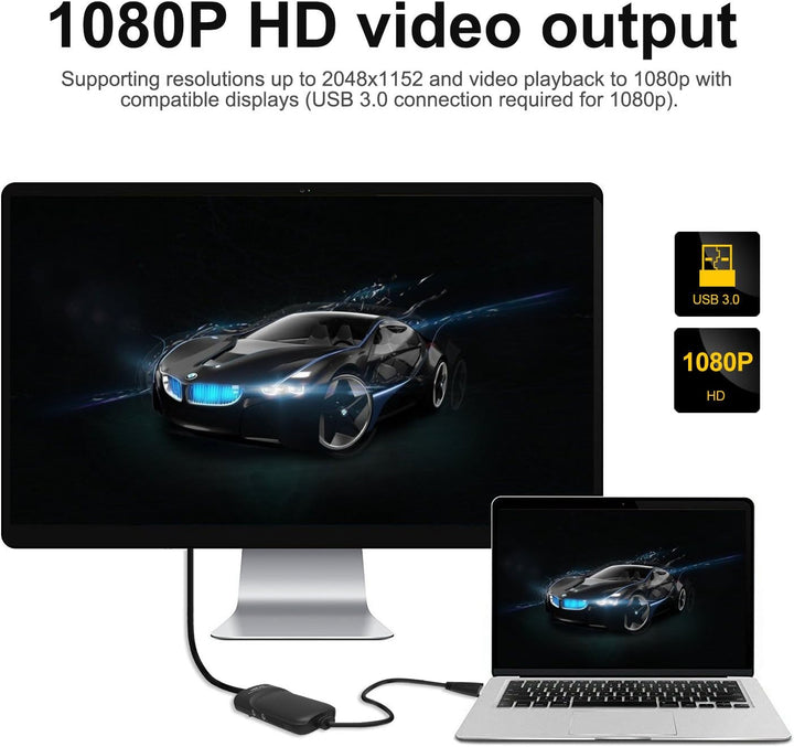 WAVLINK USB 3.0 zu HDMI Adapter Slim Externe Video Karte Display Monitor unterstützt 2048 × 1152 Auf