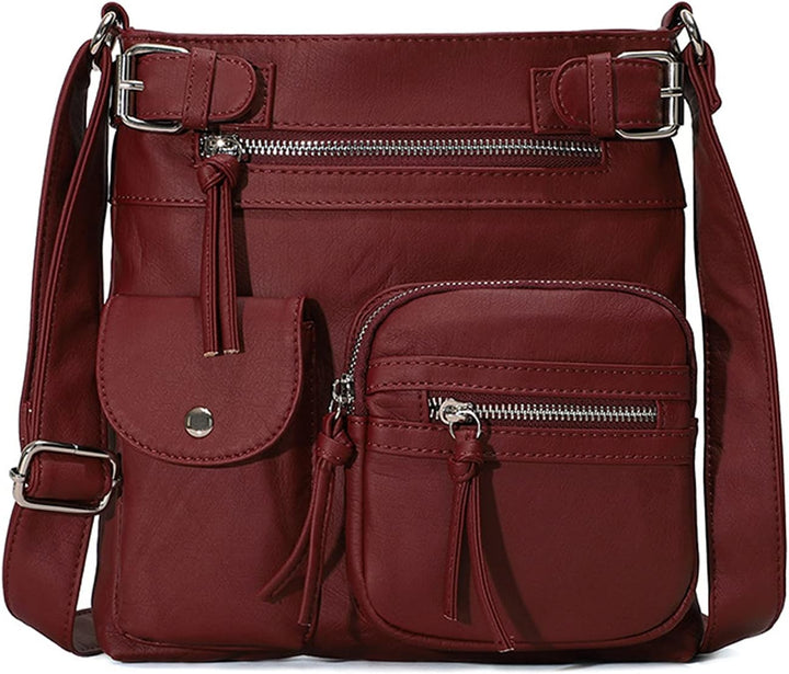 FANDARE Leichte Schultertasche Umhängetaschen Damen Schulranzen Handtaschen Klein Frauen PU Leder Wa