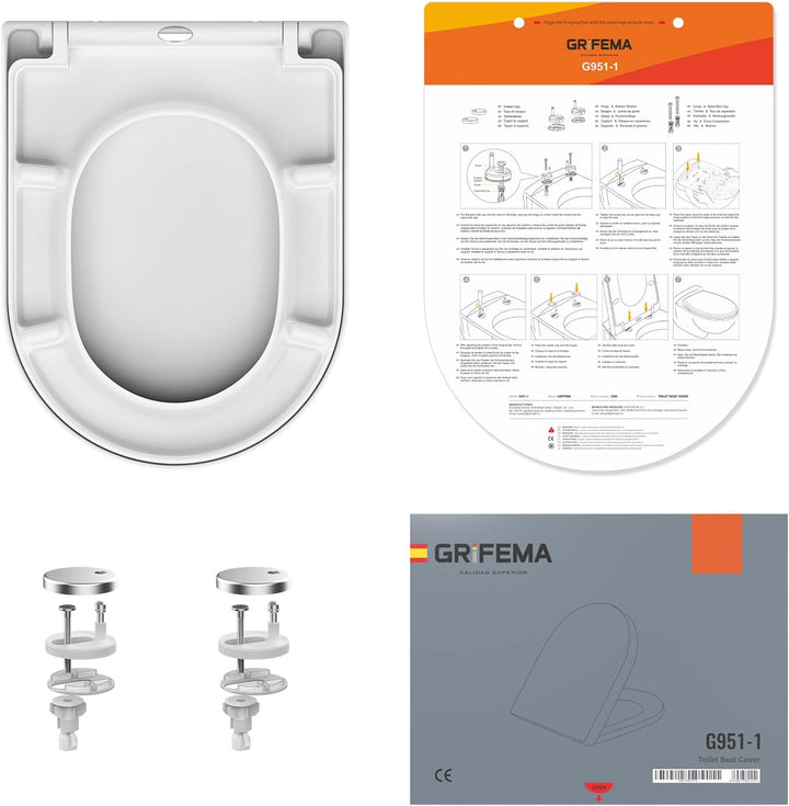 GRIFEMA Premium WC Sitz D-Form Universal – Duroplast (UF-Harz) mit keramikähnlichem Glanz – Antibakt