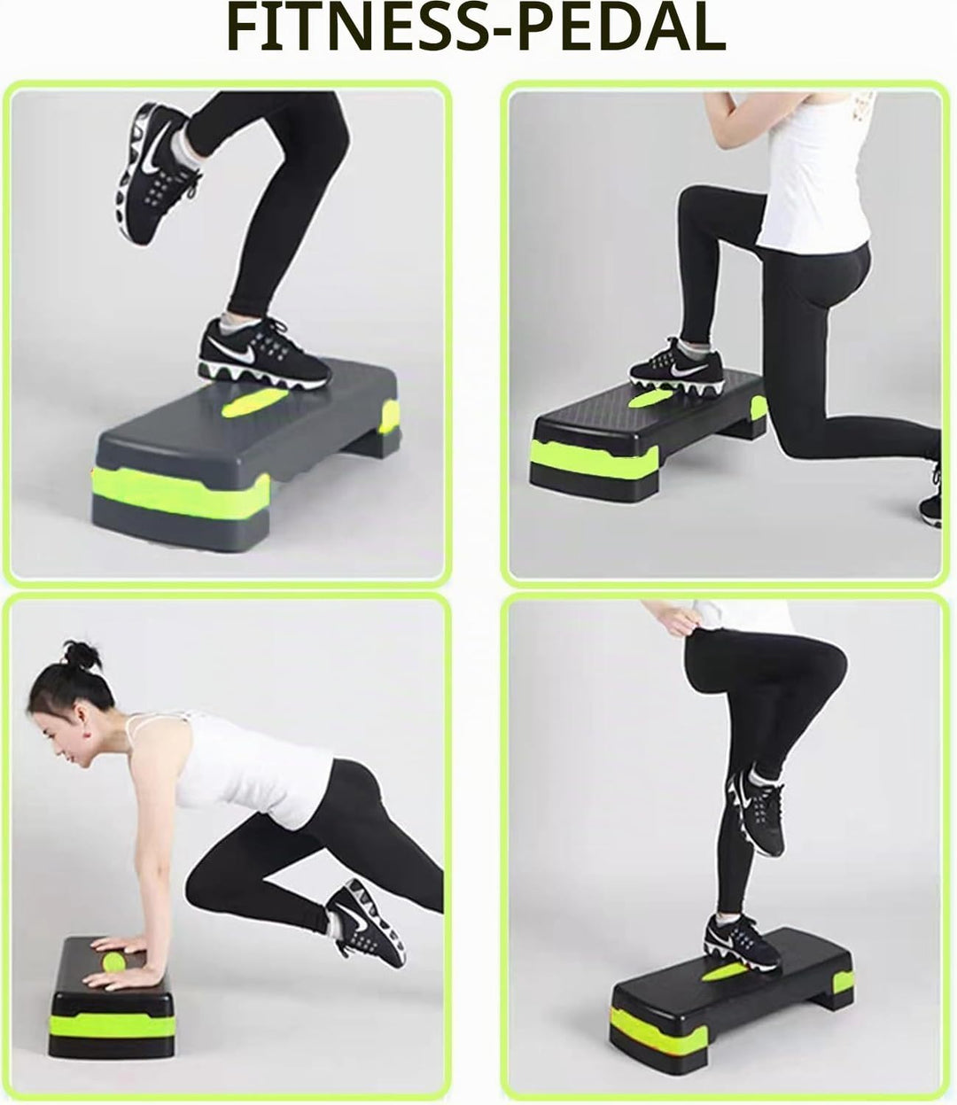 Steppbrett für zuhause, Höhenverstellbar (10-15cm) Stepper Fitness, Aerobic Stepper mit Widerstandsb