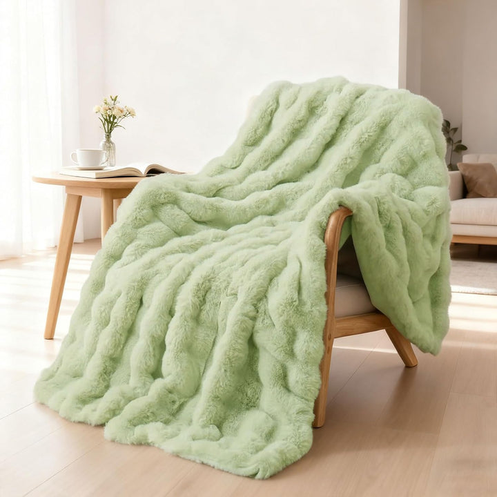 Kuscheldecke 200x230 cm, Kaninchen Plüsch Decke, Super Soft Wohndecke Dick 1000GSM Couchdecke Warme