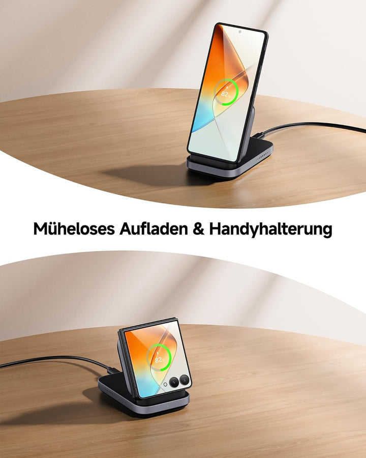 Induktive Ladestation für Samsung Z Flip 7, Faltbare Wireless Charger für Galaxy Z Flip 7/7 FE/6/5/4