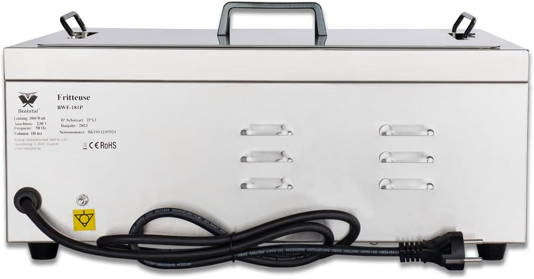 Beeketal 'BWF-181P' Profi Gastronomie Kaltzonen Fritteuse/Fettbackgerät (18 Liter Volumen für max. 1