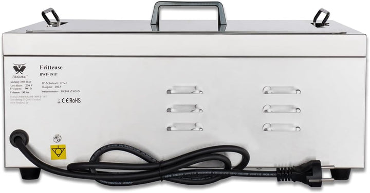 Beeketal 'BWF-181P' Profi Gastronomie Kaltzonen Fritteuse/Fettbackgerät (18 Liter Volumen für max. 1