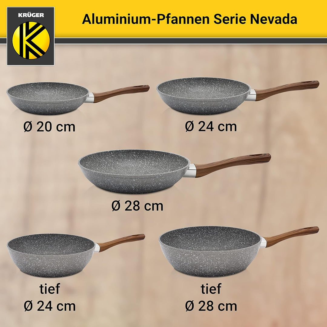 KRÜGER Aluminium-Pfannen-Set Nevada, 2-teilig - Bratpfannen mit hochwertiger Antihaft-Versiegelung -