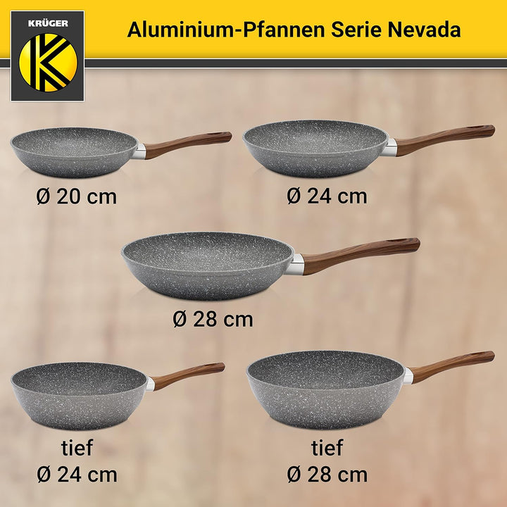 KRÜGER Aluminium-Pfannen-Set Nevada, 2-teilig - Bratpfannen mit hochwertiger Antihaft-Versiegelung -