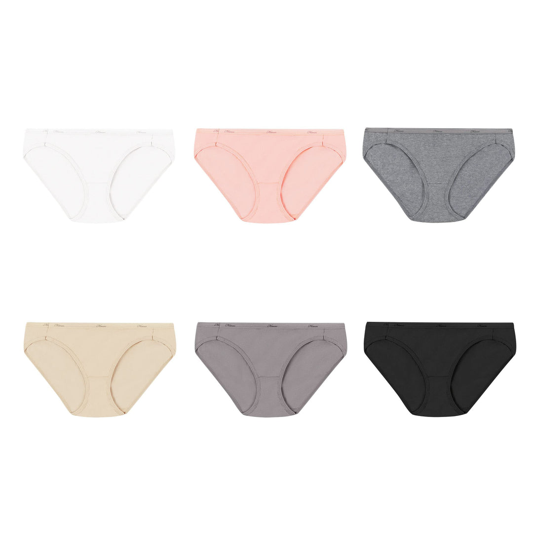 Hanes Women's 6-Pack No Ride Up Cotton Bikini Panty, Assorted, 5