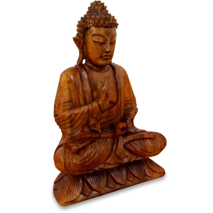 livasia ruheausstrahlender Buddha aus Holz, Skulptur, Buddhismus Statue, Dekofigur, Holzskulptur (kl
