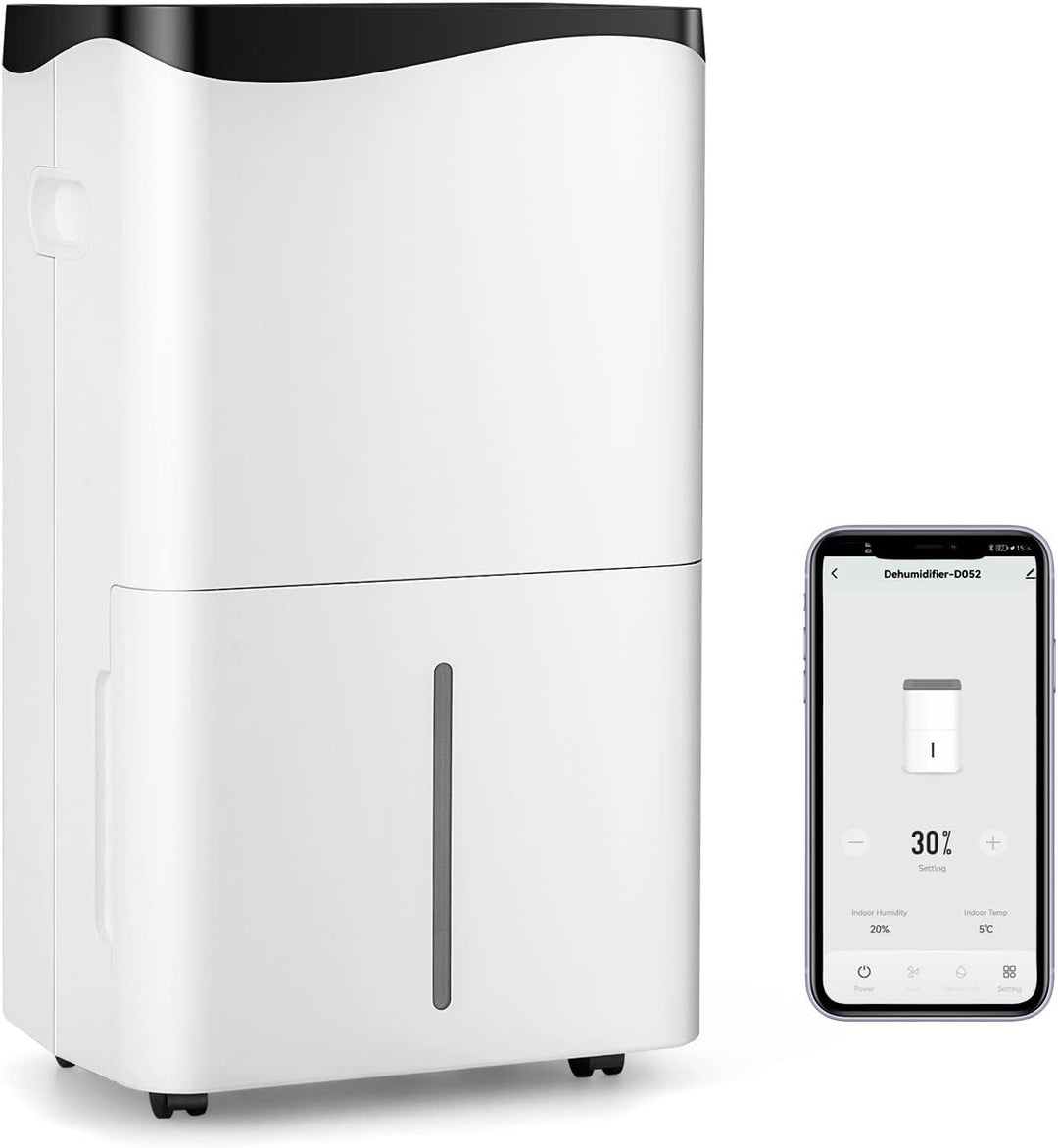 RELAX4LIFE 4 in 1 Elektrischer Luftentfeuchter, 50L/24h, Raumgrösse ca.60m², Wassertank 5L, APP-fähi