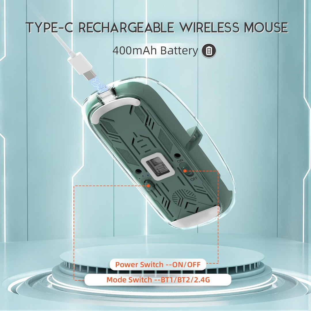 MAGIC-REFINER HXSJ Kabellose Maus Bluetooth, 2,4GHz+Bluetooth 5.0 Funkmaus Wiederaufladbare Leise Ul