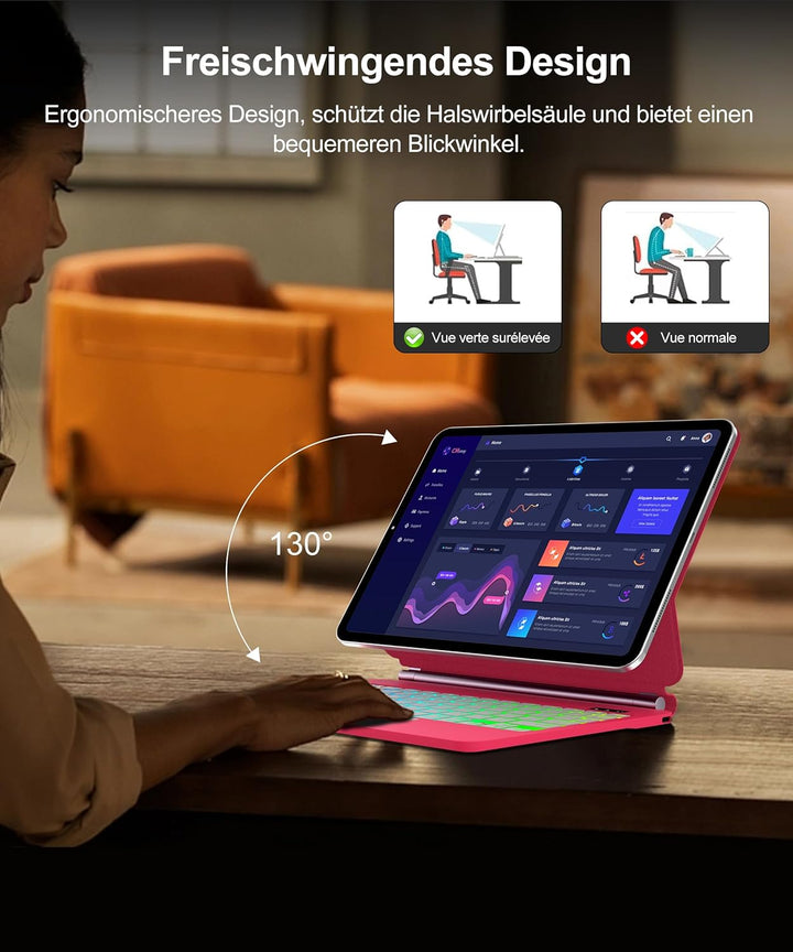 JADEMALL Magic Keyboard Für iPad A16 11/10. Gen mit TP &amp; Beleuchtung QWERTZ | Magic Keyboard für iPa