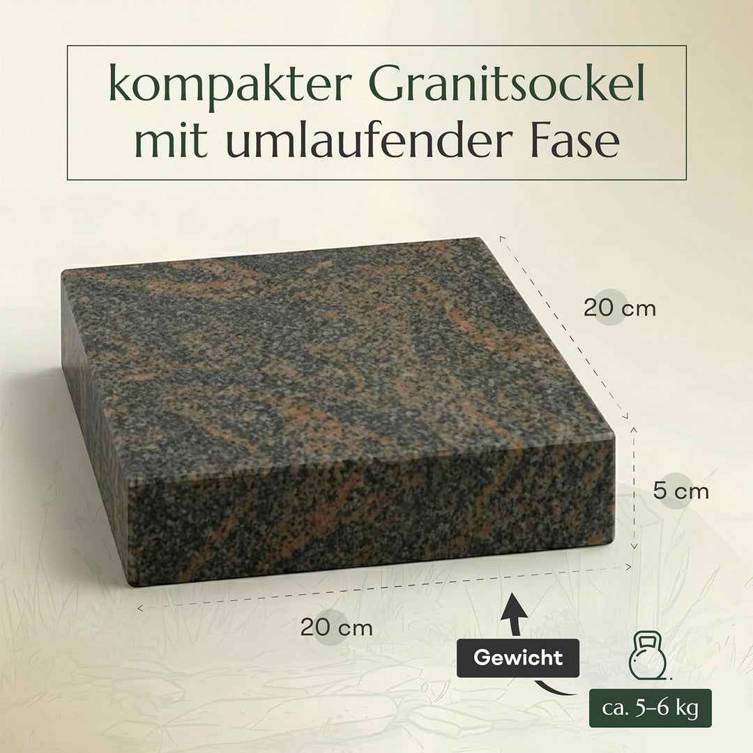 designgrab Lampen- und Vasensockel 20x20x5 cm, poliert, wetterfest, Lampen- und Vasensockel Gneis, G