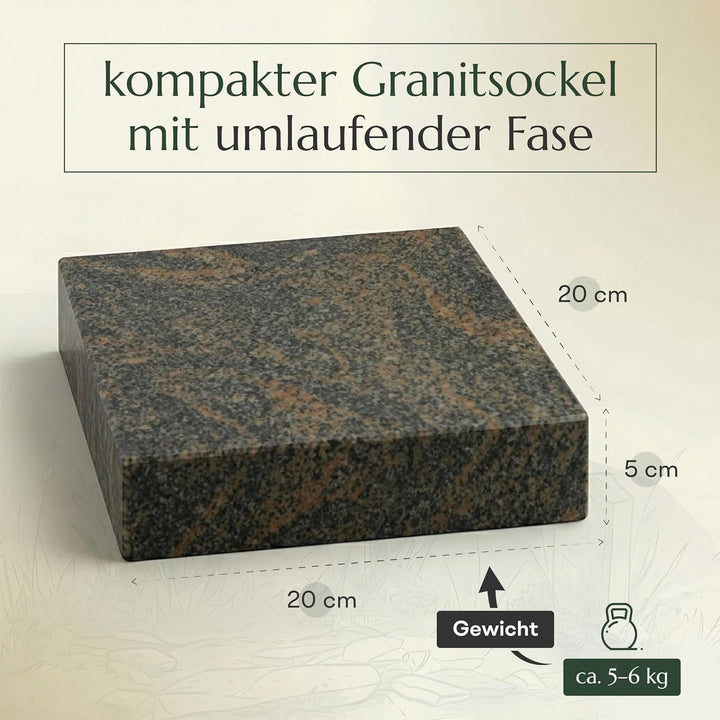 designgrab Lampen- und Vasensockel 20x20x5 cm, poliert, wetterfest, Lampen- und Vasensockel Gneis, G