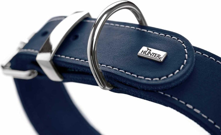 HUNTER AALBORG SPECIAL Hundehalsband, Leder, strapazierfähig, komfortabel, 50 (S-M), dunkelblau dunk