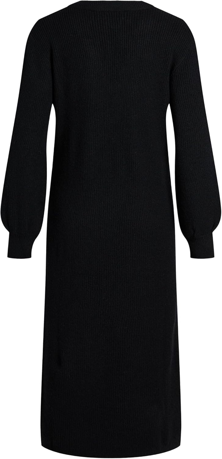 Object Damen Objmalena L/S Knit Dress Noos Kleid XS Schwarz, XS Schwarz