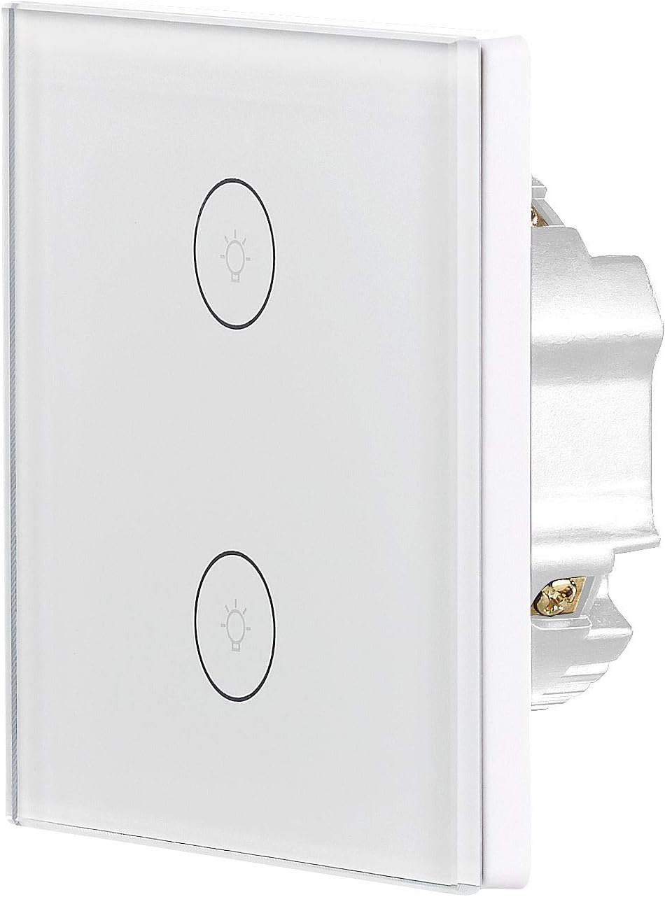 Luminea Home Control Touch Lichtschalter: 2er-Set Touch-Doppel-Lichttaster, komp. zu Alexa & Google