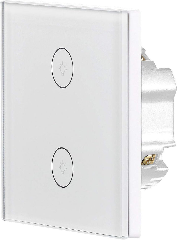 Luminea Home Control Touch Lichtschalter: 2er-Set Touch-Doppel-Lichttaster, komp. zu Alexa & Google