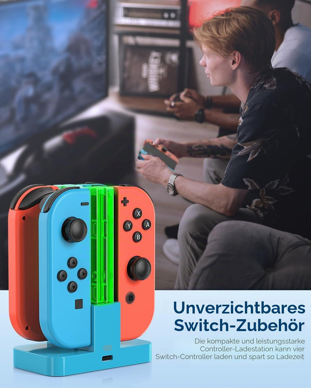 FYOUNG Switch Controller Ladestation Kompatibel Mit Nintendo OLED Joy Con - Quad Ladestation Zubehör