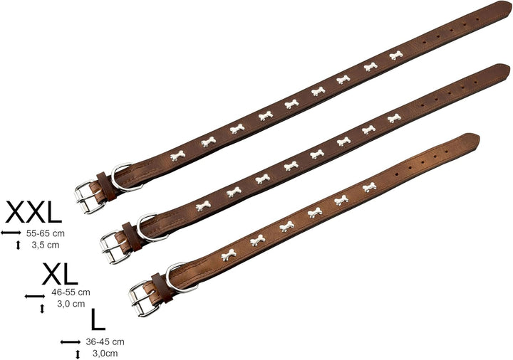 Schnüffelfreunde Lisa Halsband für Hunde aus Leder mit Applikation, Hundehalsband für den grossen un