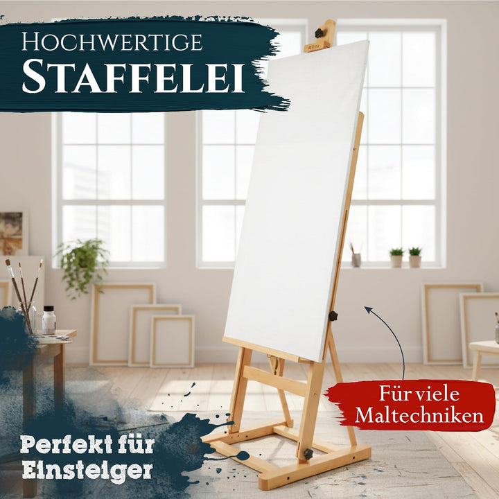 Artina Atelierstaffelei Siena Staffelei - Massive Holzstaffelei aus geöltem Buchenholz für Leinwände