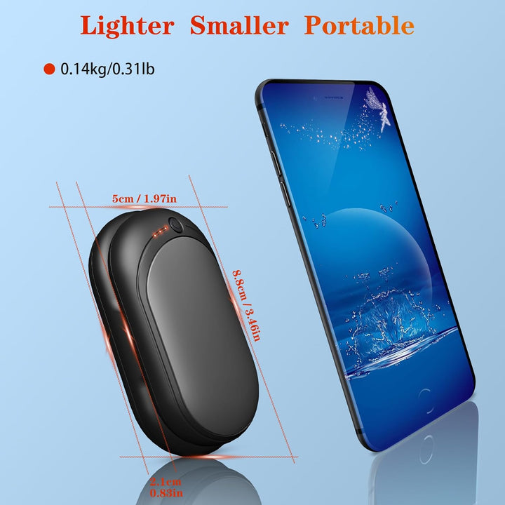 Elektrischer Handwärmer,Handwärmer Wiederaufladbar 2er Set mit 6000mAh,Taschenwärmer USB-Kabeln,3 He